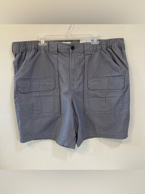 Croft & Barrow Mens Cargo Shorts Sz 46 Gray 9 Inch Inseam Side Elastic Cotton